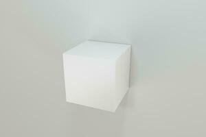 3d le rendu, le cubique Plate-forme dans le blanc vide chambre. photo