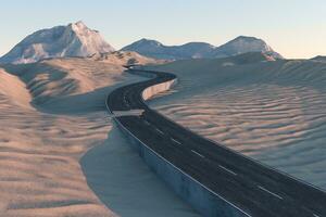 le agitant route dans le désert, 3d le rendu photo