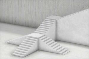 le escalier dans le lumière du jour avec blanc arrière-plan, 3d le rendu. photo