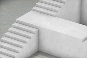 le escalier dans le lumière du jour avec blanc arrière-plan, 3d le rendu. photo