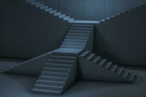 le escalier dans le foncé sous-sol, 3d le rendu. photo