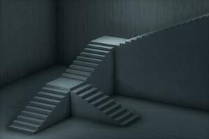 le escalier dans le foncé sous-sol, 3d le rendu. photo