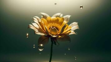 l'eau gouttelettes sur une magnifique fleur sur une goutte de rosée macro la photographie ai généré photo