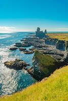 Ouest Islande, snaefellsjoekull nationale parc, Londres, bon sang, le coucher du soleil et islandais coloré et sauvage paysage dans Islande, couverture page photo