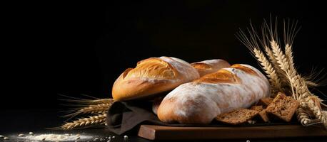 Frais italien pain sur une foncé surface photo