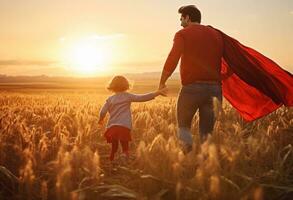 papa et enfant comme super-héros photo