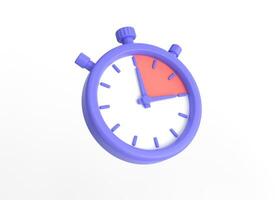 3d chronomètre icône dans minimaliste dessin animé style. minuteur illustration sur isolé sur blanc Contexte. 3d le rendu photo