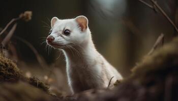 une mignonne chaton séance dans le herbe, regarder ludique à le caméra généré par ai photo