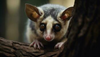 mignonne petit mammifère, velu et duveteux, à la recherche à caméra avec curiosité généré par ai photo