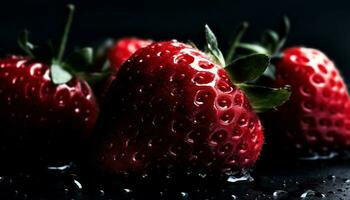 fraîcheur et douceur de mûr fraise, une en bonne santé été dessert généré par ai photo