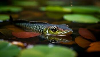 animal œil reflète beauté dans nature, sous-marin dans tropical forêt tropicale généré par ai photo