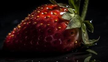 fraîcheur et douceur de mûr fraise, une en bonne santé gourmet dessert généré par ai photo