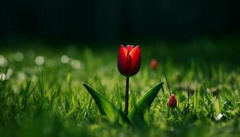 le vibrant tulipe fleurs apporter fraîcheur et beauté à la nature généré par ai photo