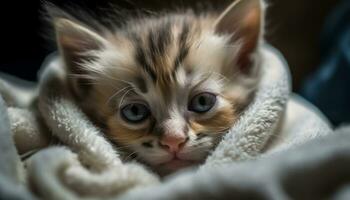 mignonne chaton animaux domestiques, proche en haut fourrure, petit national animal, duveteux la nature généré par ai photo