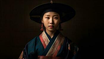 magnifique femmes dans traditionnel Vêtements vitrine élégance et culturel la diversité généré par ai photo