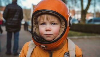 souriant enfant en jouant dans le neige, profiter hiver en plein air généré par ai photo