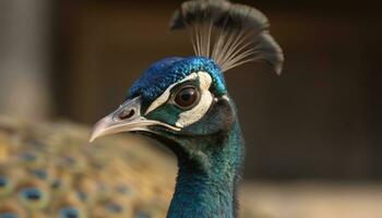 majestueux paon affiche vibrant couleurs, élégance, et beauté dans la nature généré par ai photo