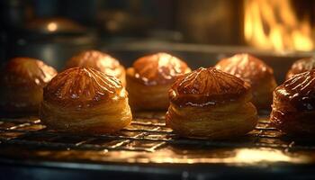 cuit gourmet Pâtisserie, sucré tarte, fait maison, rafraîchissant, sélectif concentrer généré par ai photo