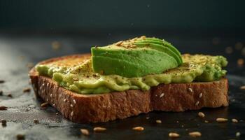 fraîcheur et gourmet Avocat guacamole, une en bonne santé végétarien casse-croûte repas généré par ai photo