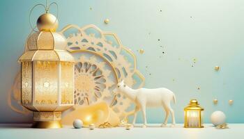 mouton sacrifice et éclairage - inspirant musulman religieux célébrations - génératif ai photo
