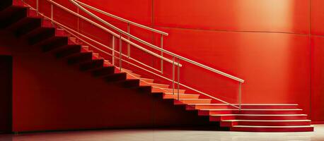 moderne luxe bâtiment s rouge peint escalier un abstrait fragment de Urbain architecture et intérieur conception photo