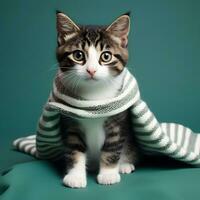 portrait de une chat dans une affaires costume. photo