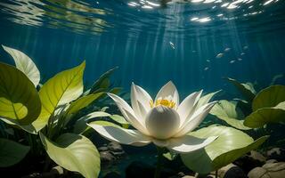 le exquis rose lotus fleur submergé dans tranquillité ai généré photo