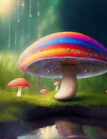 champignon en dessous de le pluie illustration photo