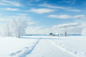 une parfait nordique hiver scène avec une serein blanc étendue cette est visuellement plaisant et élégant photo