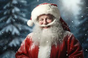 souriant Père Noël claus dans le sien iconique rouge costume et barbe photo