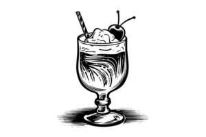 alcoolique cocktail gravé isolé boisson vecteur illustration. noir et blanc esquisser composition photo