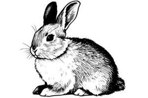 gravure lapin sur blanc Contexte .vecteur encre esquisser illustration. photo