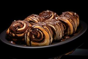 Frais fait maison cannelle Rouleaux ou cannelle petits pains, ai généré photo