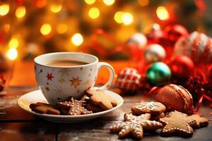 Noël biscuits et cacao, ai génératif photo