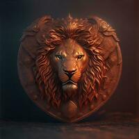 Lion tête avec 3d tailler et sculpture photo