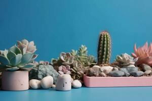 succulent des pierres plante Contexte. produire ai photo