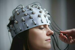 eeg capteur cerveau. produire ai photo