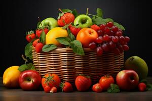 Frais et vibrant fruit dans une panier photo