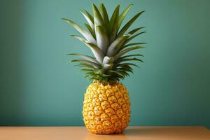 mûr Jaune ananas avec le épineux couronne photo