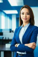 femme d'affaires dans le milieu de une moderne Bureau photo