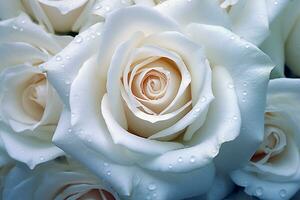 fermer de une captivant blanc Rose fleur dans détail et élégance - ai généré photo