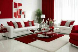 moderne vivant pièce conception avec confortable canapé et élégant décoration photo