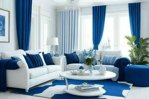 moderne vivant pièce conception avec confortable canapé et élégant décoration photo