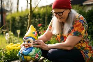 femme coloration jardin gnome photo