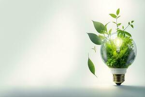 vert concept vert lumière ampoule avec vert la vie et environnement photo