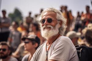 une homme à le festival. ai généré photo