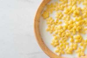 céréales complètes avec du lait frais pour le petit déjeuner photo