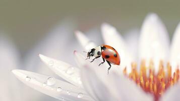 coccinelle sur le vert feuille établi avec ai photo