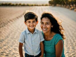 photo de content famille mère et fils, génératif ai