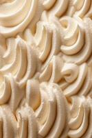 détaillé frisé crémeux texture de vanille la glace crème. sucré nourriture Contexte. ai généré photo